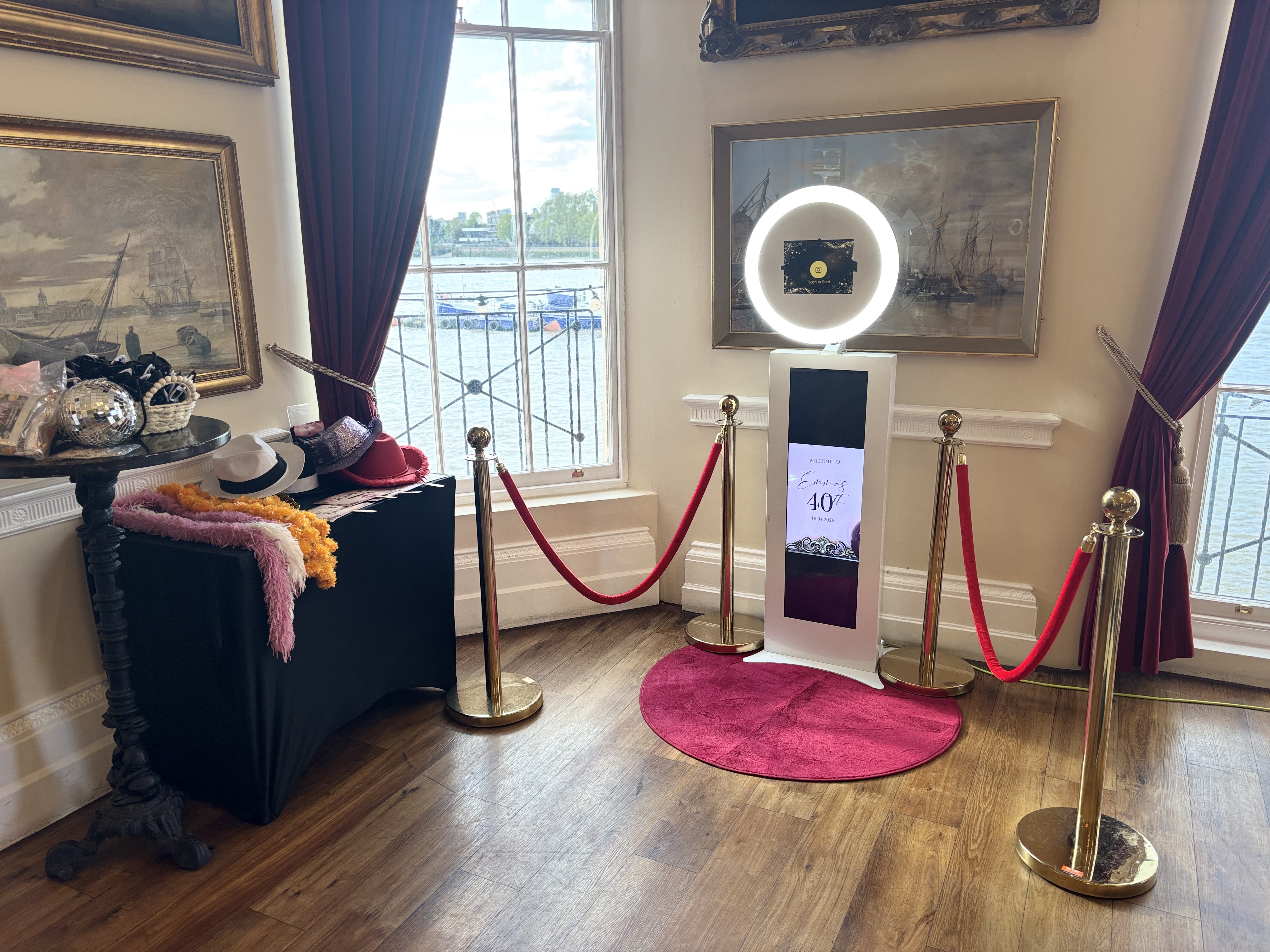 Selfie pod with professional ring light and clean backdrop